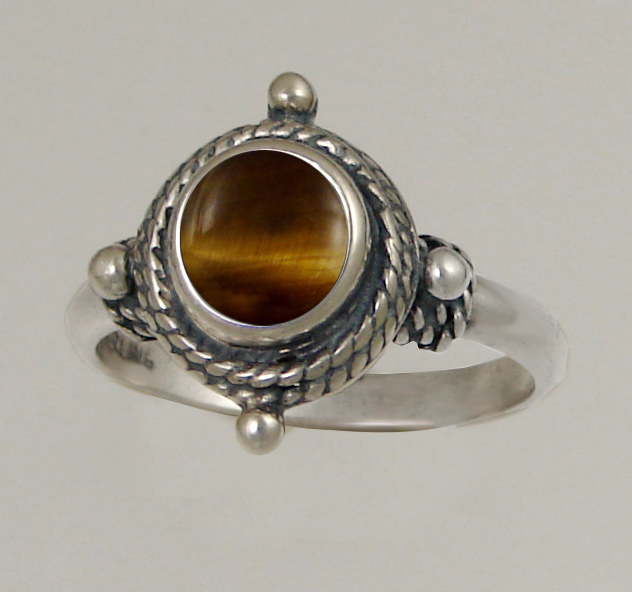 Sterling Silver Gemstone Ring With Tiger Eye Size 7